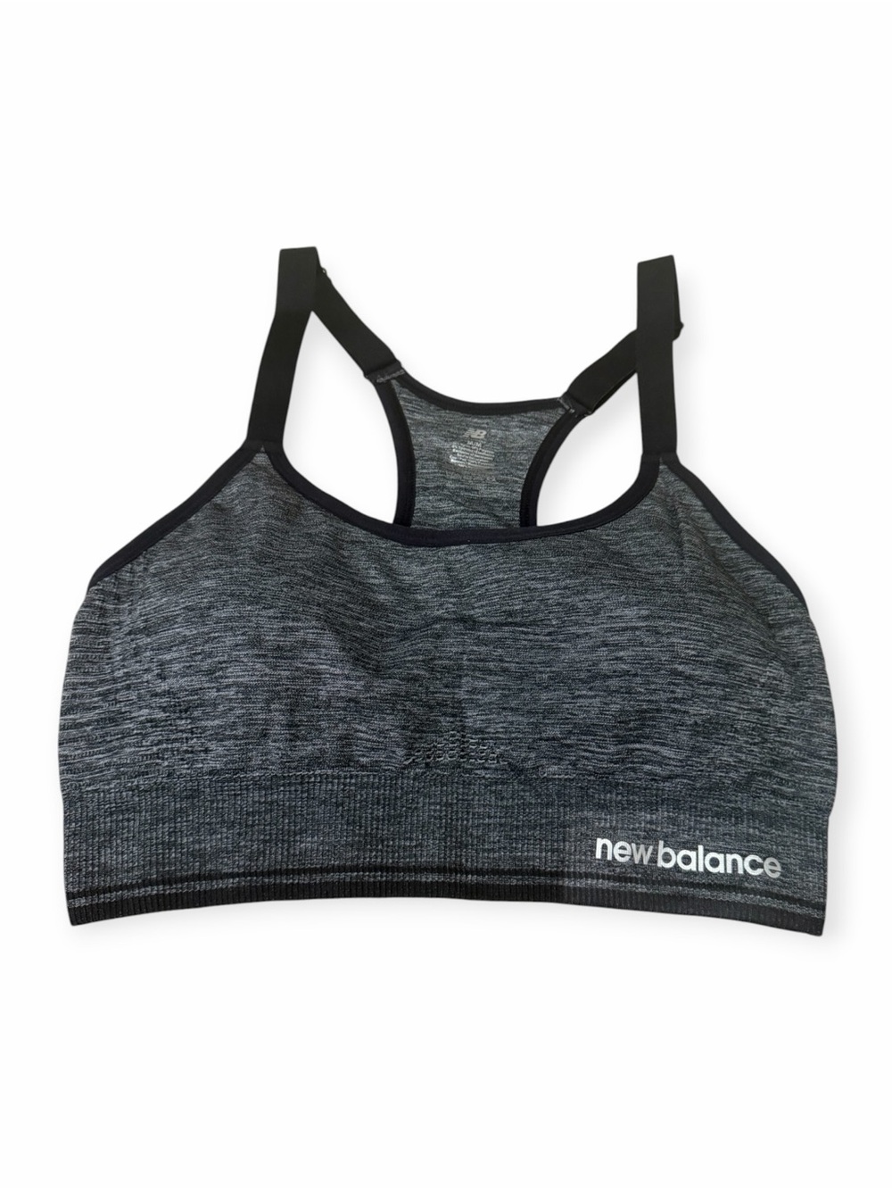 New Balance Seamless Sports Bra Size Medium Gray Black Racerback NWOT